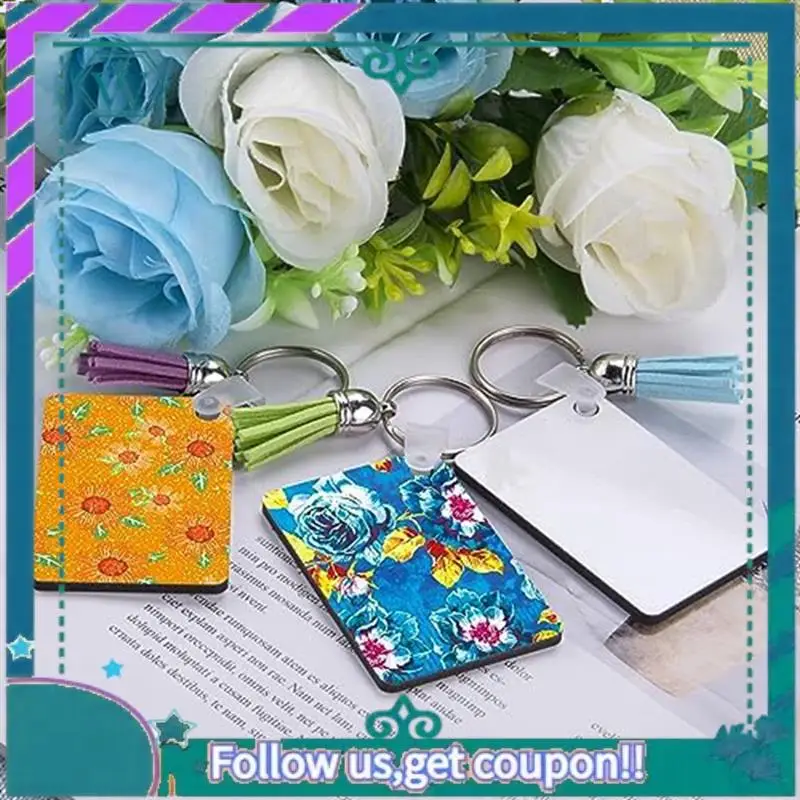 

Upgraded 180Pieces Sublimation Keychain Blanks Rectangle Heat Transfer Blanks With Key Rings MDF Blank For Sublimation DIY Easy