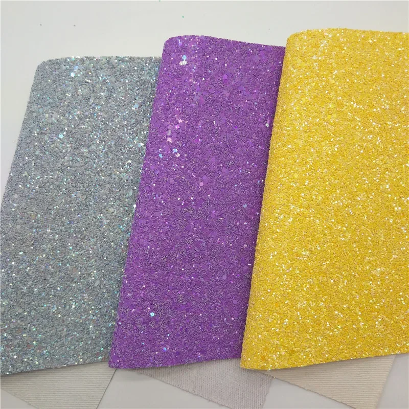 White Yellow Grey Blue Mint Chunky Glitter Solid Colors Glitter Faux Leather Vinyl Sheets For Bows Earrings DIY 21x29CM Q283