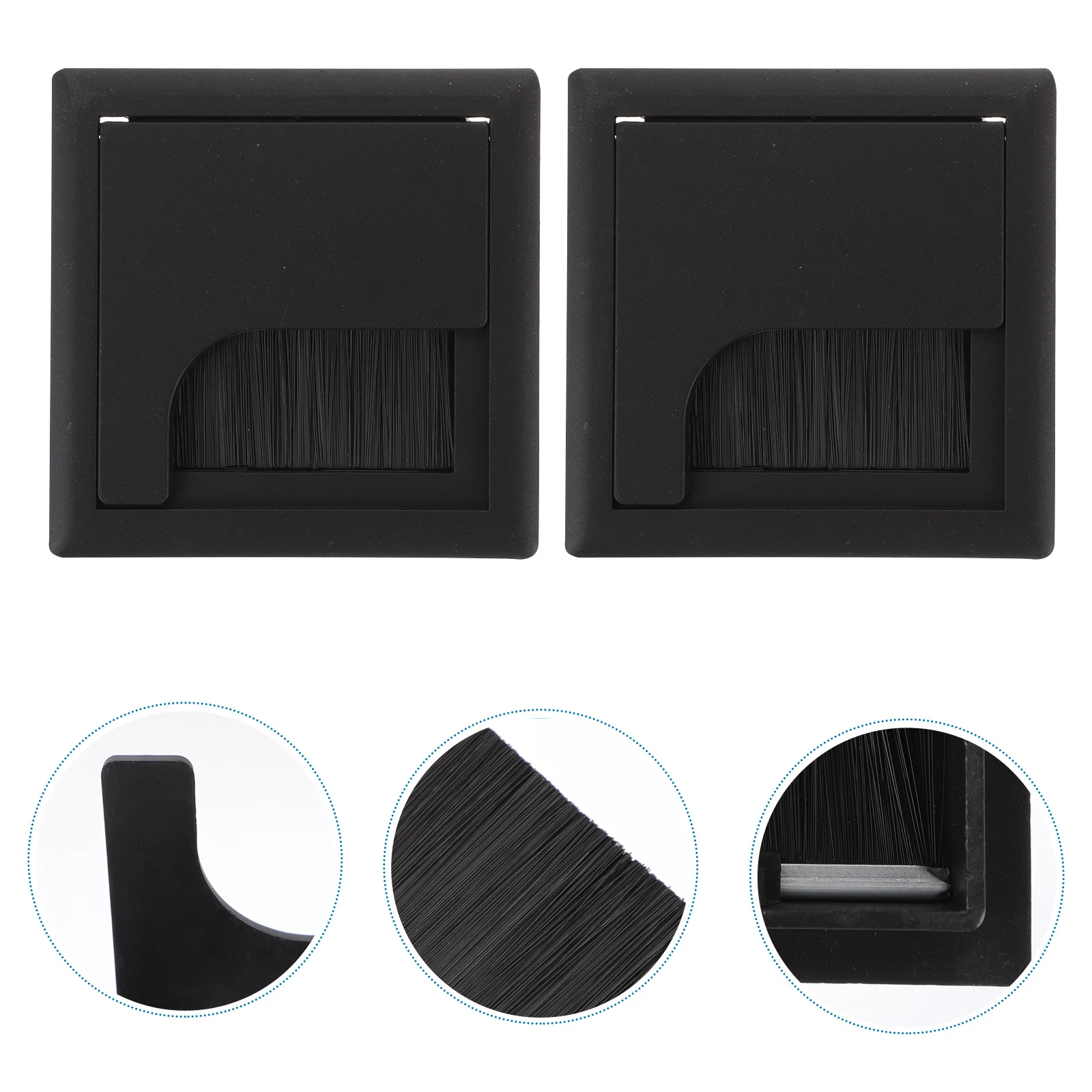 Cubiertas de agujeros para cables de escritorio, organizador de cables a prueba de polvo con diseño de cepillo duradero ABS para decoración del hogar, mesa de ordenador de oficina, 4 Uds.