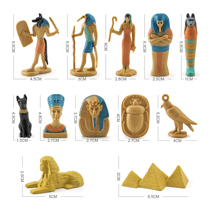 12 個古代エジプト置物人々ミニチュアフィギュアスフィンクス