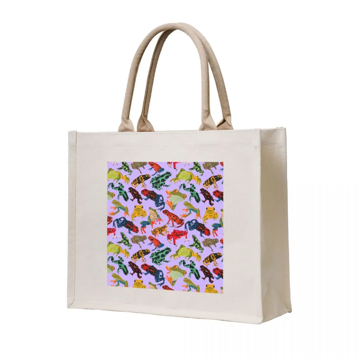 

Frog Lover - tropical frog pattern on purple Tote Bag reusable grocery bags custom bags eco bag folding