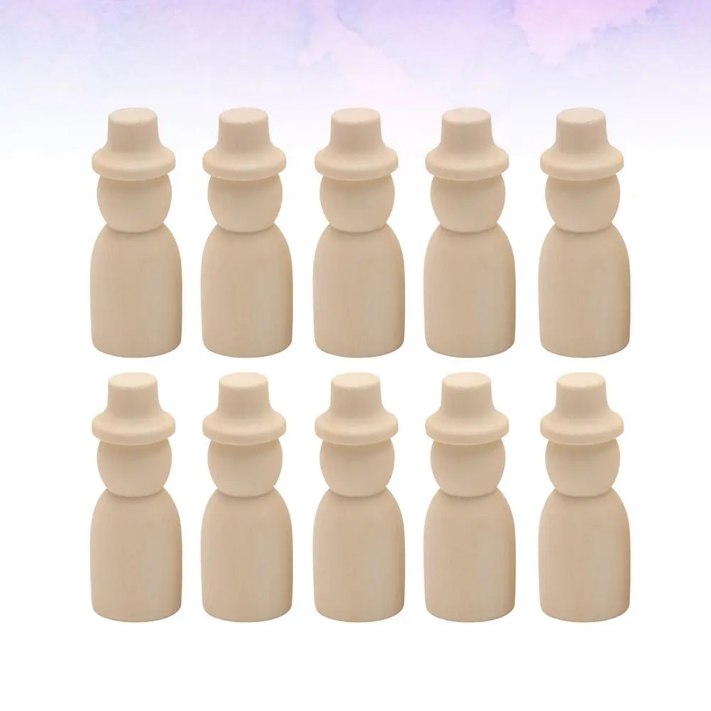 10Pcs 6.5cm Paintable Wooden Figures DIY Craft Kit for Kids Smooth Edges Safe Handling Enhances Fine Motor Skills Imagination