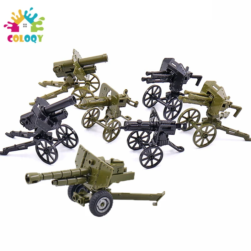 Kids Toys WW2 Anti-aircraft Gun Building Blocks Black Green Military Maxim Machine Gun Bricks Toys For Children Christmas Gifts