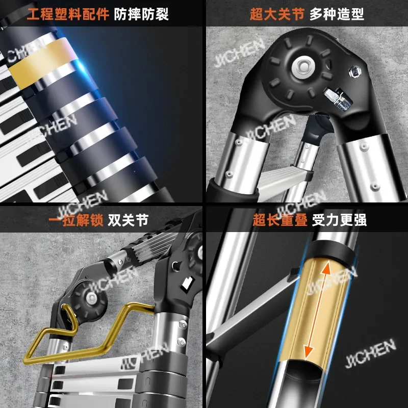 

Household Stainless Steel Telescopic Ladder Portable Herringboner Thickened Folding R Multifunctional Bamboo