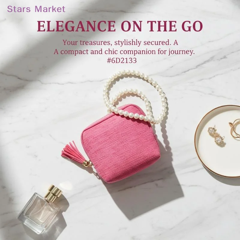Jewelry Storage Bag with Unique Tassel Pendant Multi Layer Soft Lining Ring Necklace Holder for Bridesmaid Gift