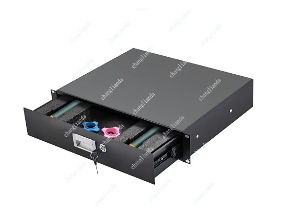2U Metal Strap Lock Drawer - 19 Inch Standard Cabinet for Wireless Microphone Storage
