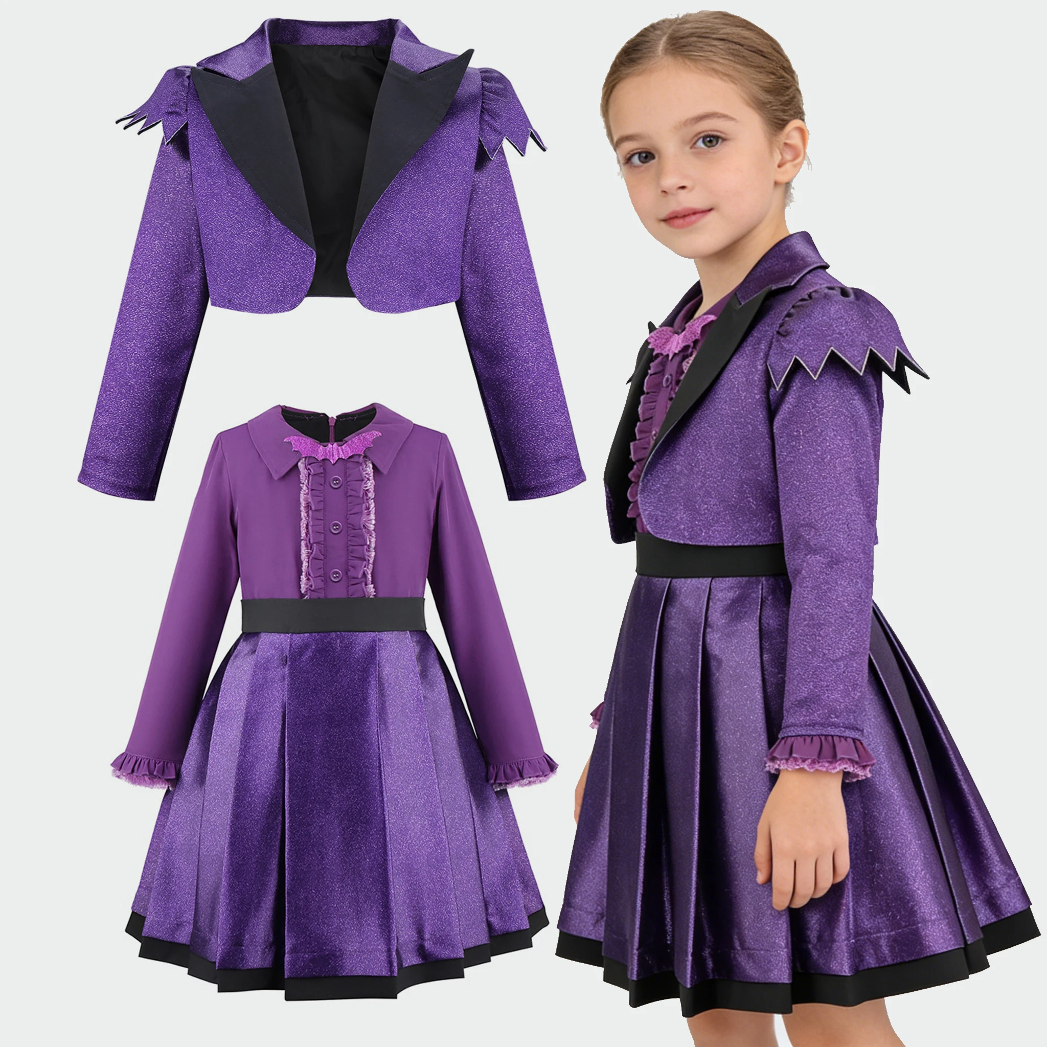 

Карнавальное платье вампира для девочек нана для детей, костюм вампира для косплея невесты-призрака, праздничный наряд для девочек 3-10 лет, фиолетовая одежда