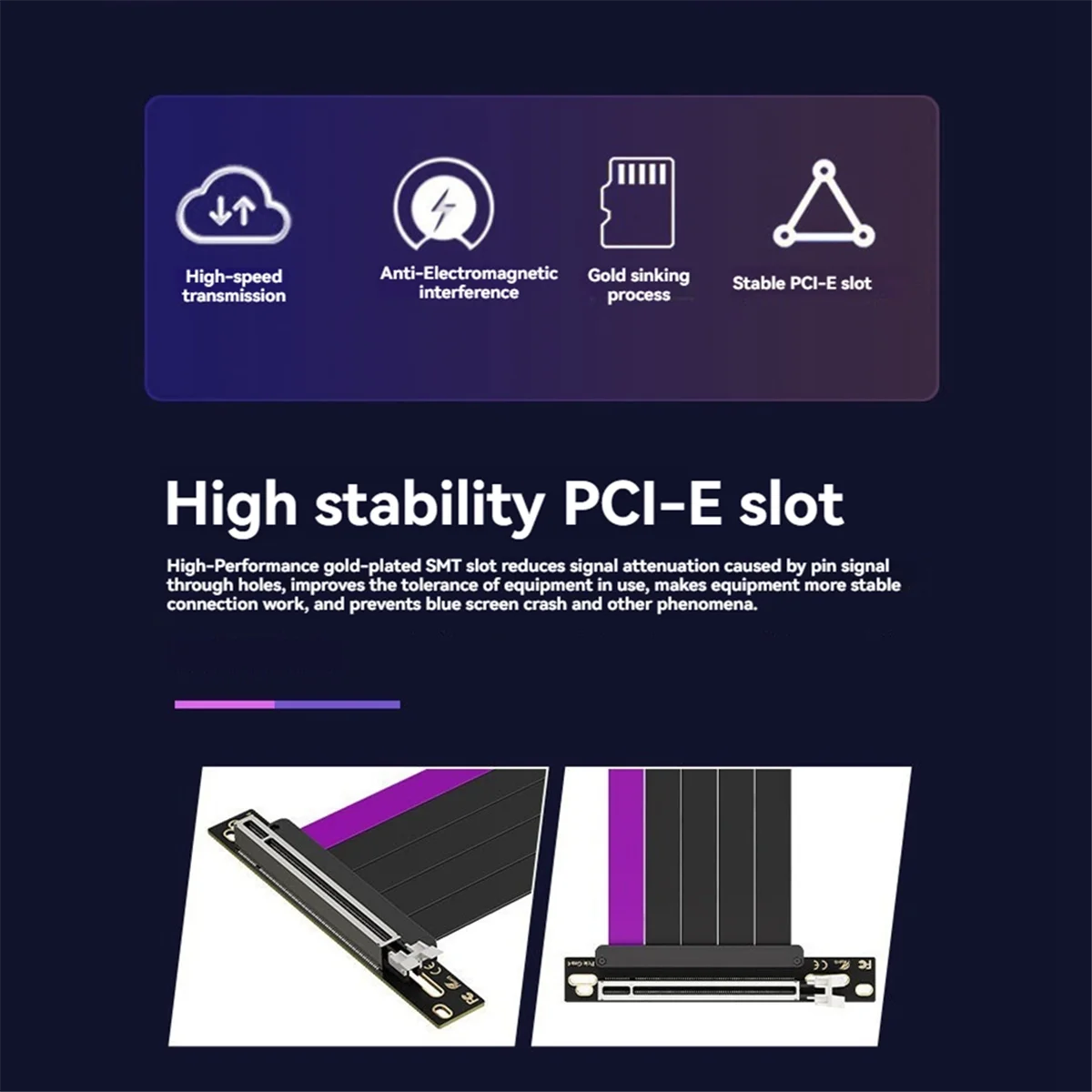 doyme Graphic Card Extension Line PCIE4.0 Rotor X16 Rotor 16X Desktop Computer Horizontal Vertical Loading Line Black