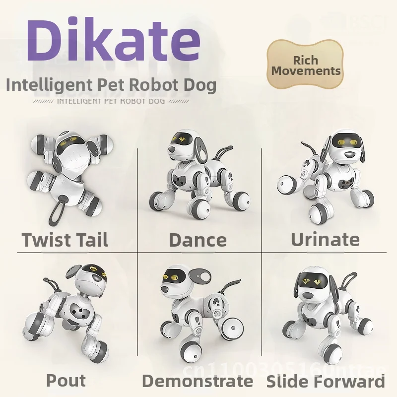 英佳18011知能プログラミングロボット犬リモコン電動玩具、音楽とダンス機能付き、幼児向け