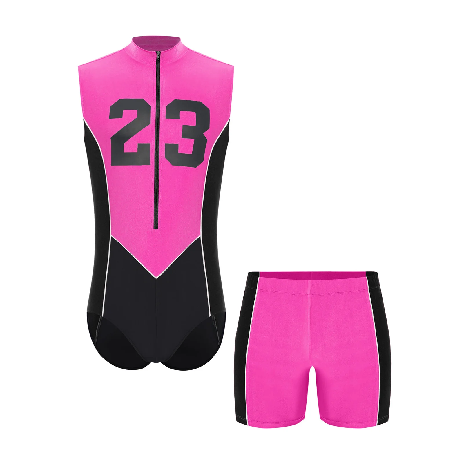 

Men 2-pieces Swimsuit Wetsuit Diving Sports Outfit Letter Print Leotard with Shorts for Cycling Swimming Running Workout Costume