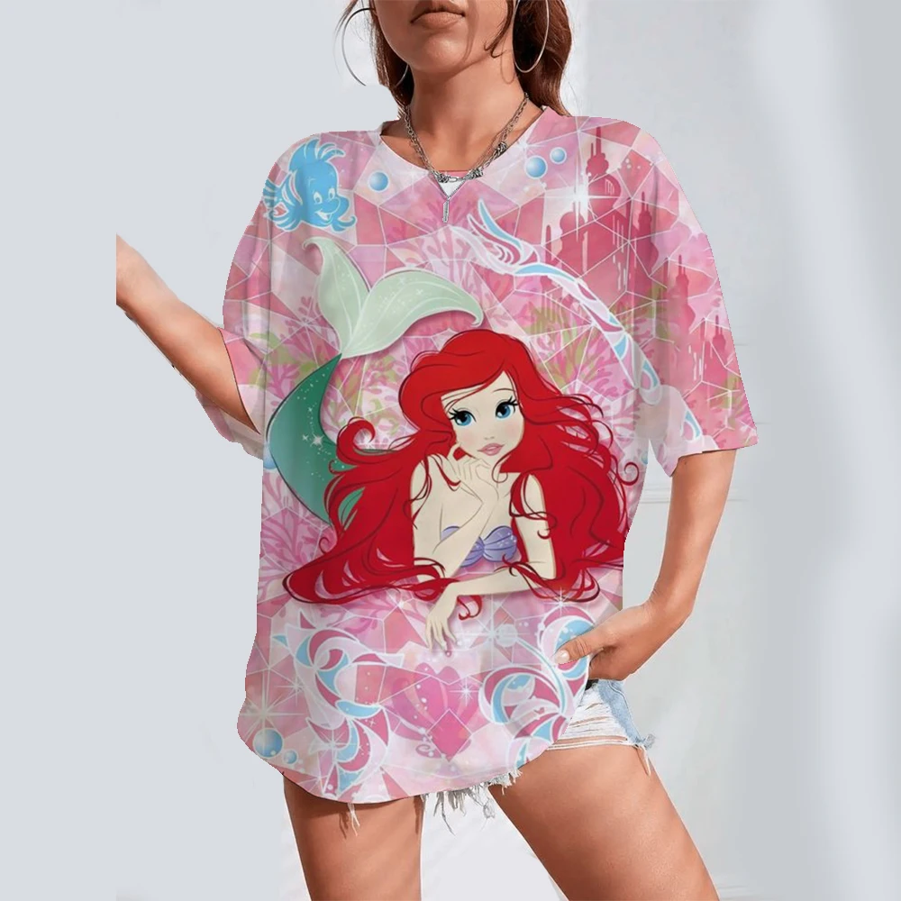 

Princess print T-Shirt For Women 3D Printed T Shirts Summer Fashion Casual Loose Tees Round Neck Tops Short Sleeves