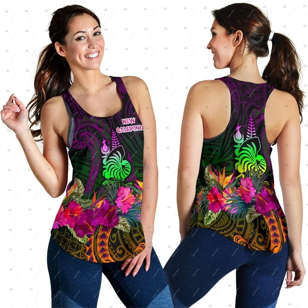 Custom Name New Caledonia French Polynesian Islands Tattoo 3DPrint Harajuku Yoga Women Vest Racerback Tank Fitness Sleeveless X2