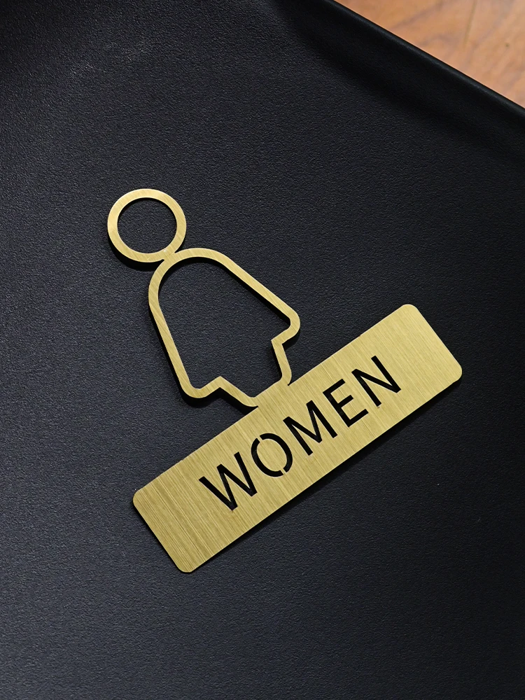 Toilet Sign Restroom Door Plate 3d Metal Logo Door Sign Wc Toilet Signs Bathroom Door Sign for Home Men Women