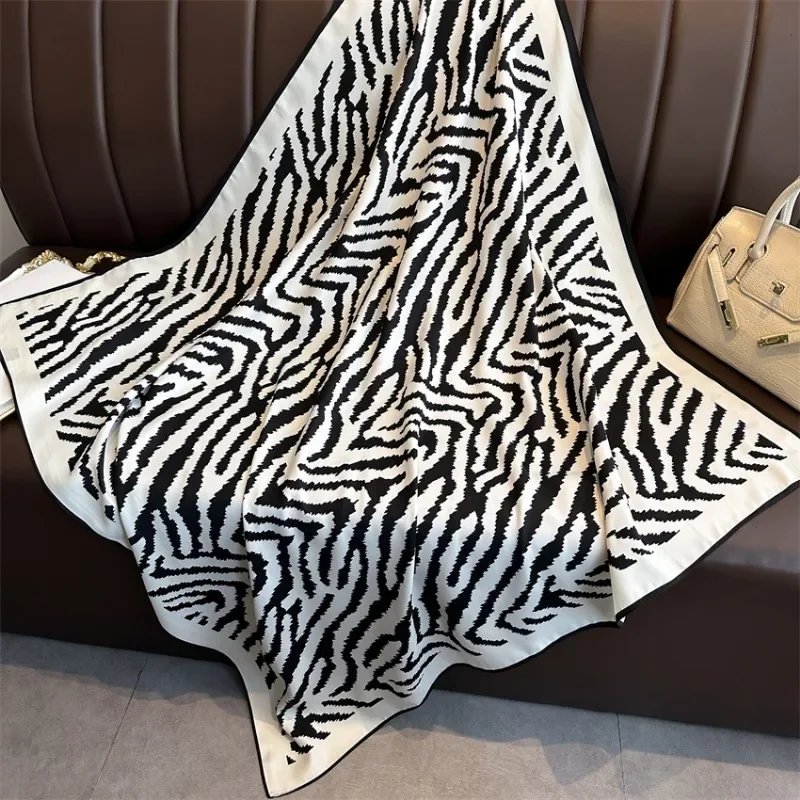 Fashionable Zebra-stripe Wraps 90*90cm Square Large Scarf Black White Stripe Summer Sun Protection Wraps