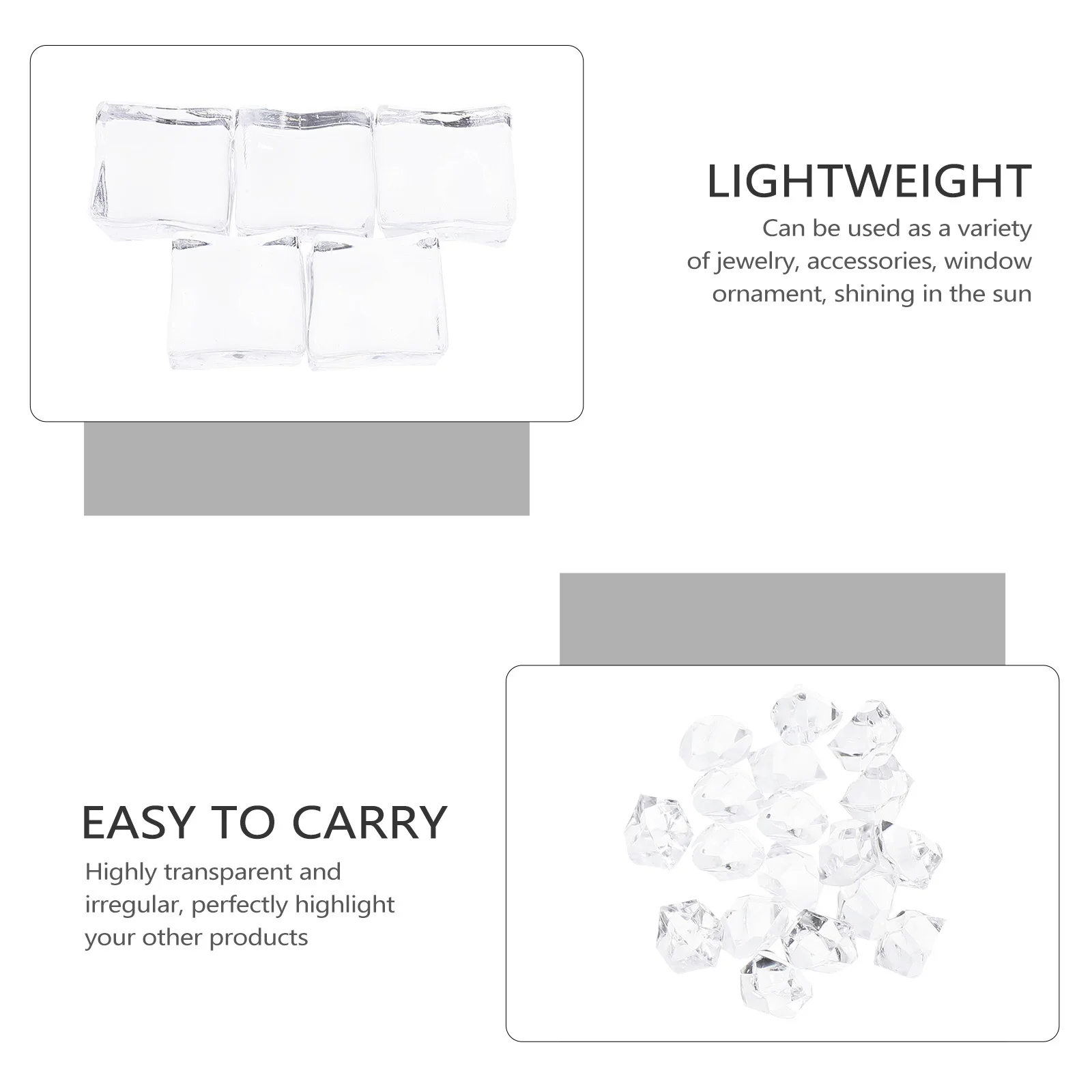 

1Set Simulation Ice Cubes Highly Transparent Acrylic Decorative Props for Home Kitchen Wedding Party Vase Fillers