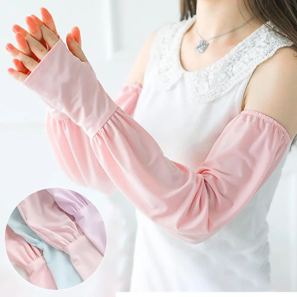 

1 Pair Ice Silk Sun Protection Arm Sleeves Anti-UV Cool Arm Outdoor Running Covers Cycling Driving Fishing N1X8