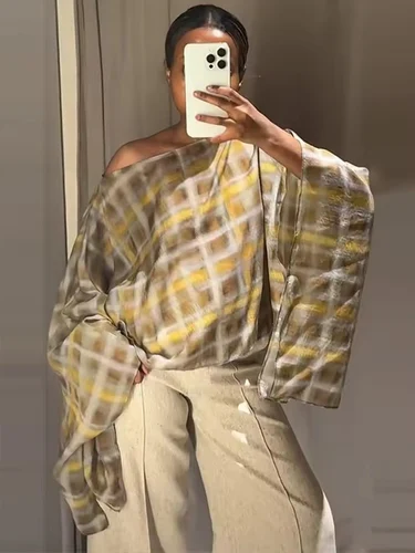 Imagen 2 del producto Faldas por debajo de la rodilla a cuadros para mujer, conjuntos de dos piezas para mujer, pañuelo nuevo con cuello, capa, Tops, trajes para mujer, trajes elegantes para mujer 2025 ﻿