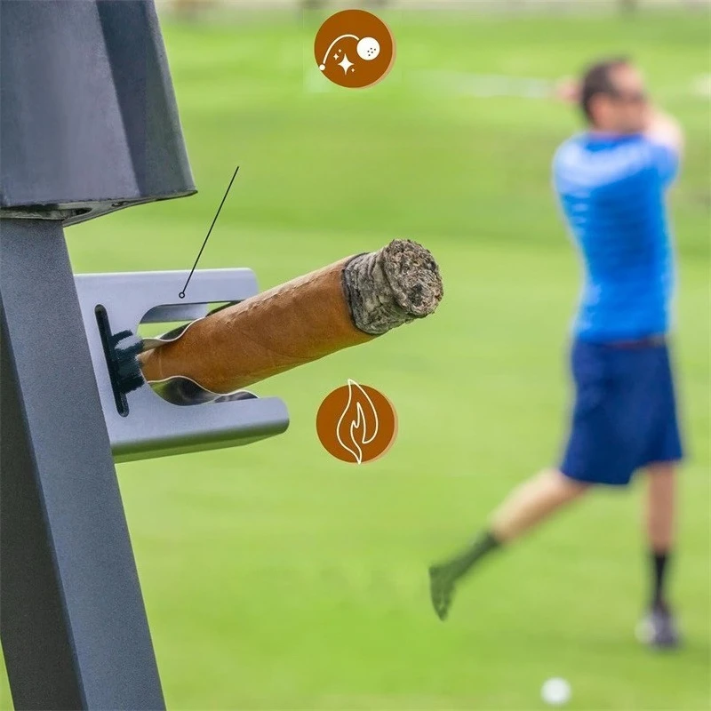 

Подставка для сигар 2-в-1 — зажим для тележки для гольфа со встроенным резаком, удобный для путешествий