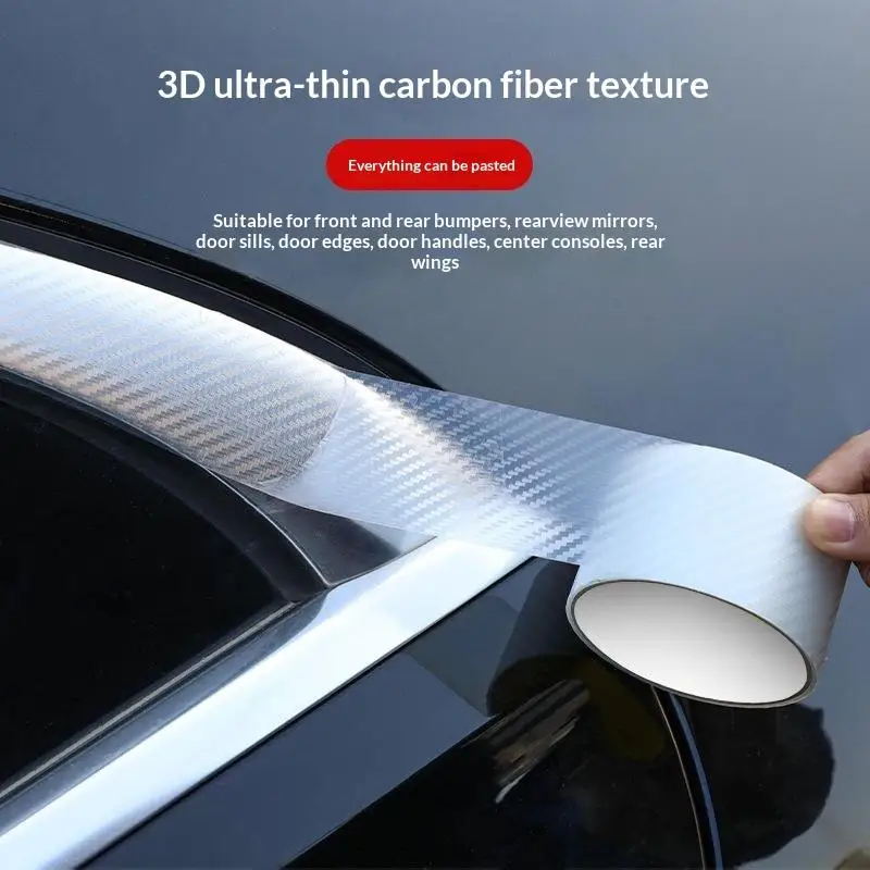 3D Carbon Fiber Texture Ultra Thin Scratch Resistant Car Protective Tape For Door Sills Bumpers Rear Mirrors