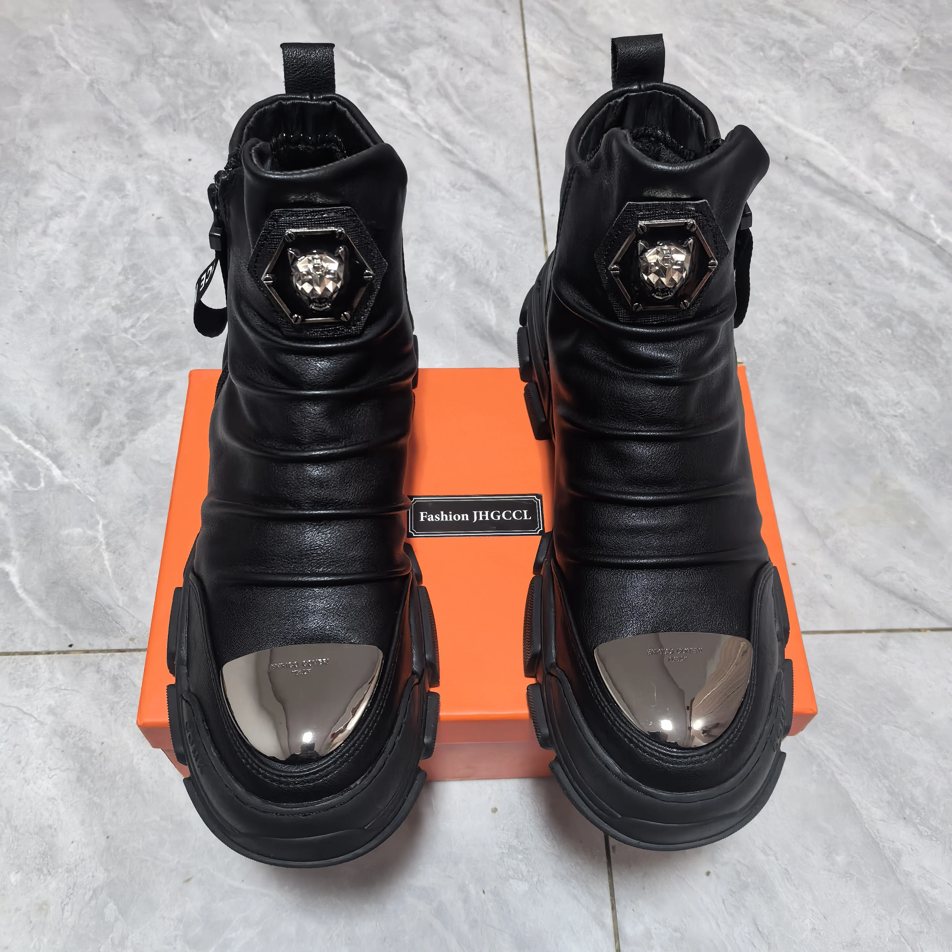 

Black Men's shoes autumn winter boots snow boots high cotton boot men youth casual ankle boot warm leather booties