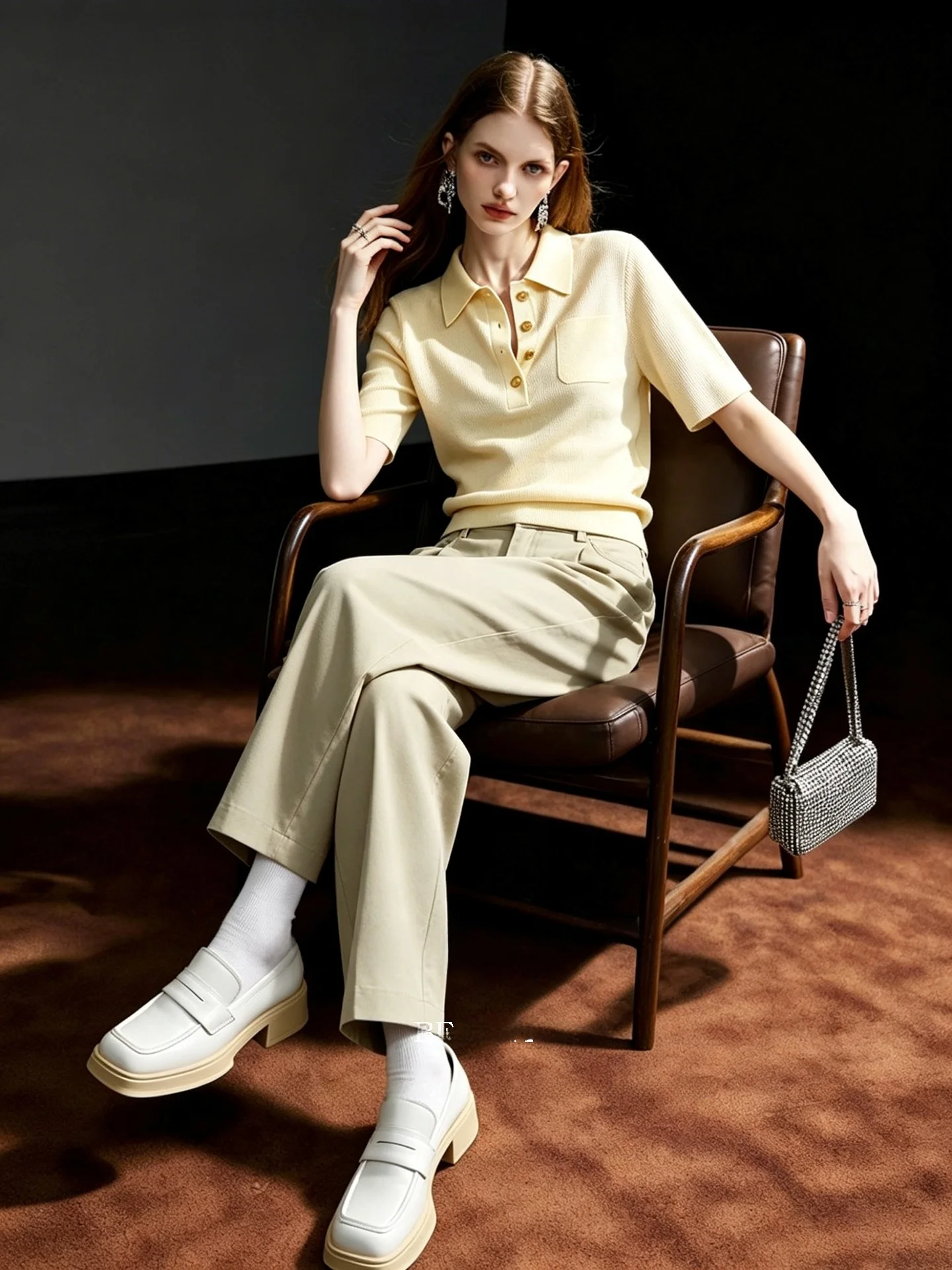 

Huaappuw Collared Shirt Short Sleeve with Pocket Korean Style Commute Fashion Summer New Arrival Versatile Top for Women
