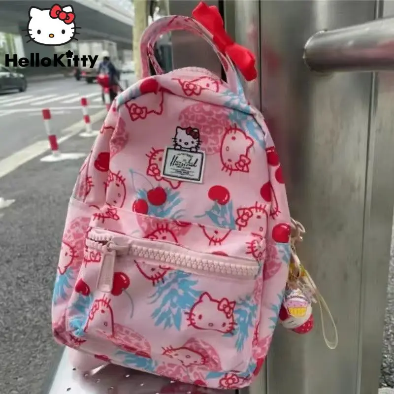 Sanrio Hello Kitty Modny różowy plecak Śliczny słodki miękki tornister Y2k dla dziewczynki w stylu japońskim Nowa lekka torba na ramię