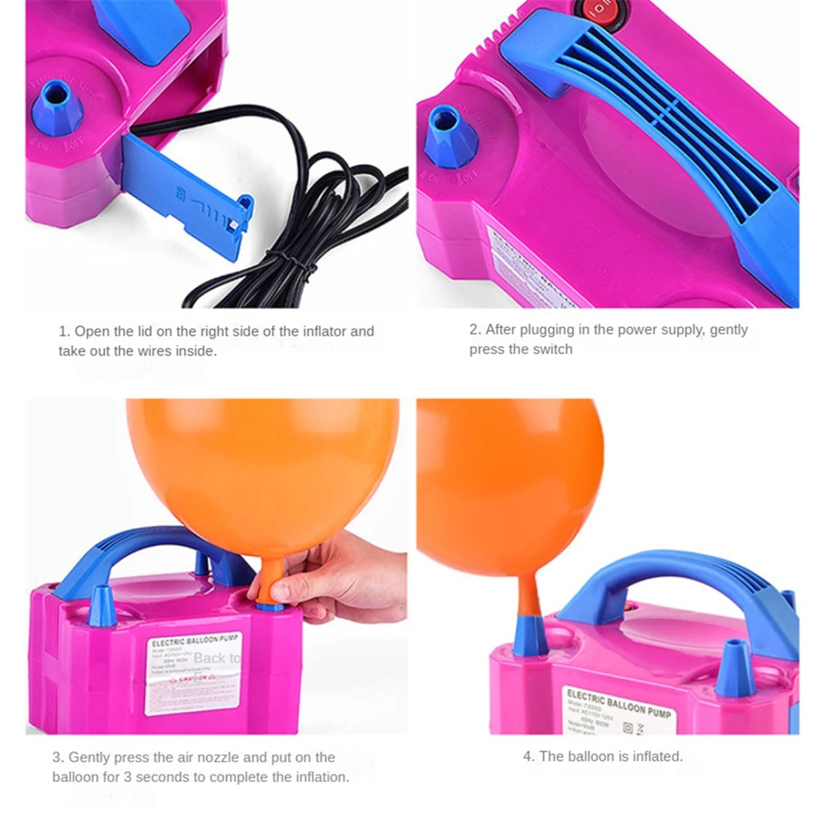 Air ปั๊มบอลลูนแบบพกพา Dual หัวฉีดไฟฟ้าบอลลูน Inflator Blower สําหรับ PARTY Decor เติมบอลลูน 600W EU Plug B