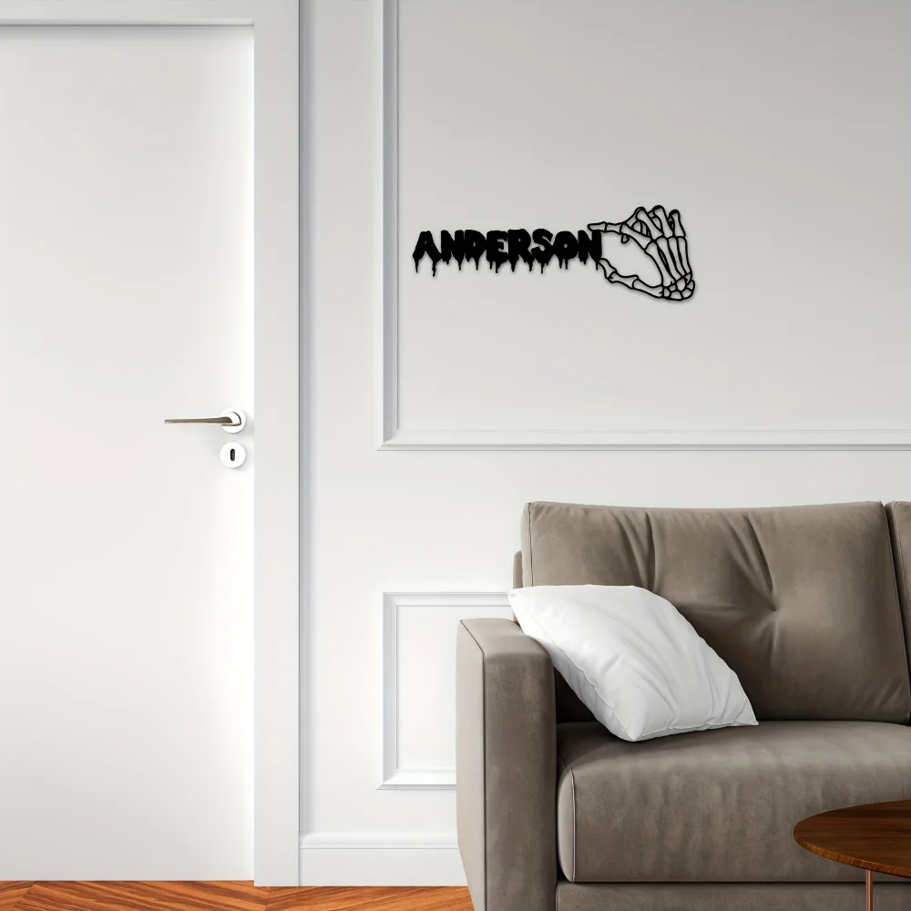 Personalized Metal Surname Nameplate Customizable for Indoor Outdoor Wall Decor with Easy Installation and Durable Metal Build