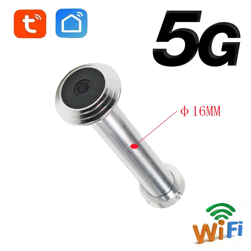 5G new 16MM diameter infrared night vision anti-theft door cat eye peephole wireless WIFI doorbell camera