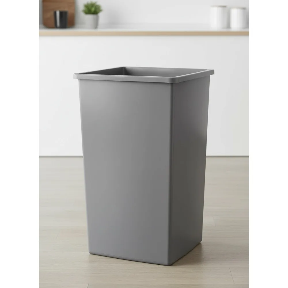 

25 Gallon Square Wastebasket, Heavy-Duty Plastic Trash Can for Office, Restaurant, Commercial Use (Pack of 2)