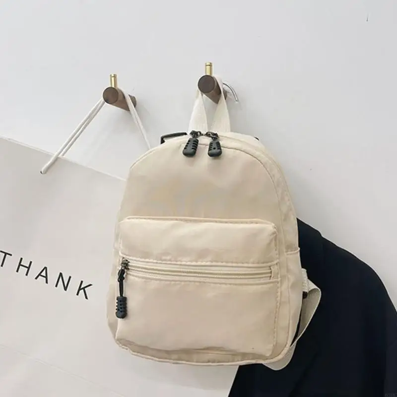 

63HC Preppy-Style School Backpack for Girl Solid Color Backpack Women Travel Backpack