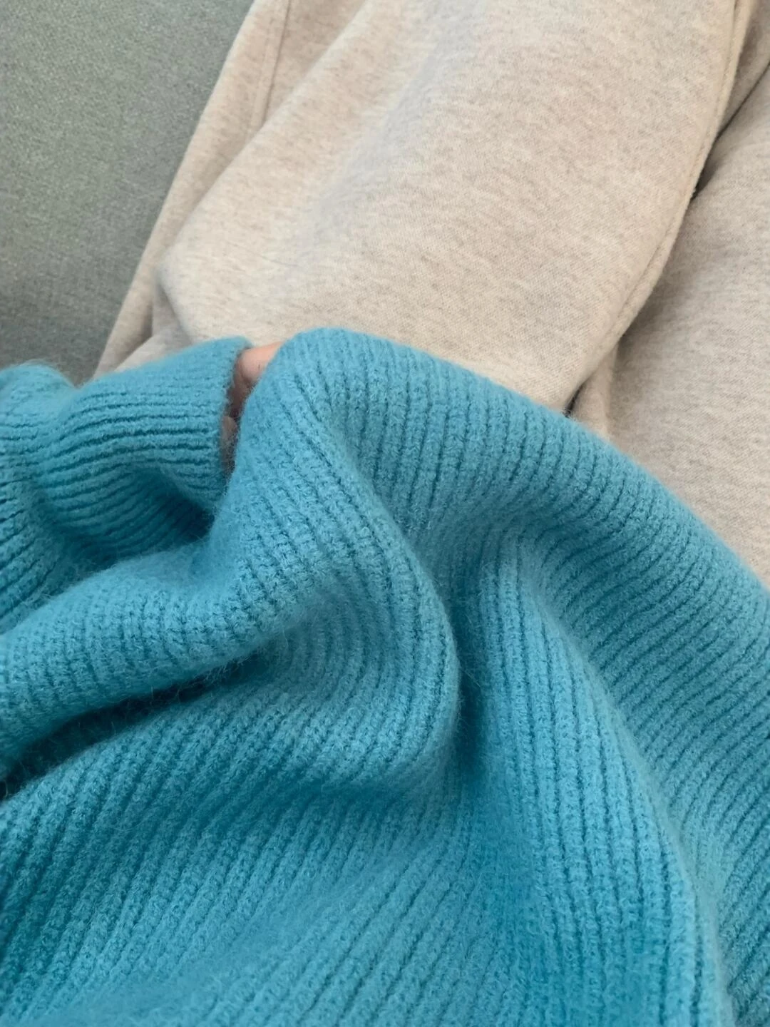 Blue Hooded Knitted Sweater Women's Base Layer Top Lazy Sle Autumn Winter New Arrival Korean Version High End Feeling