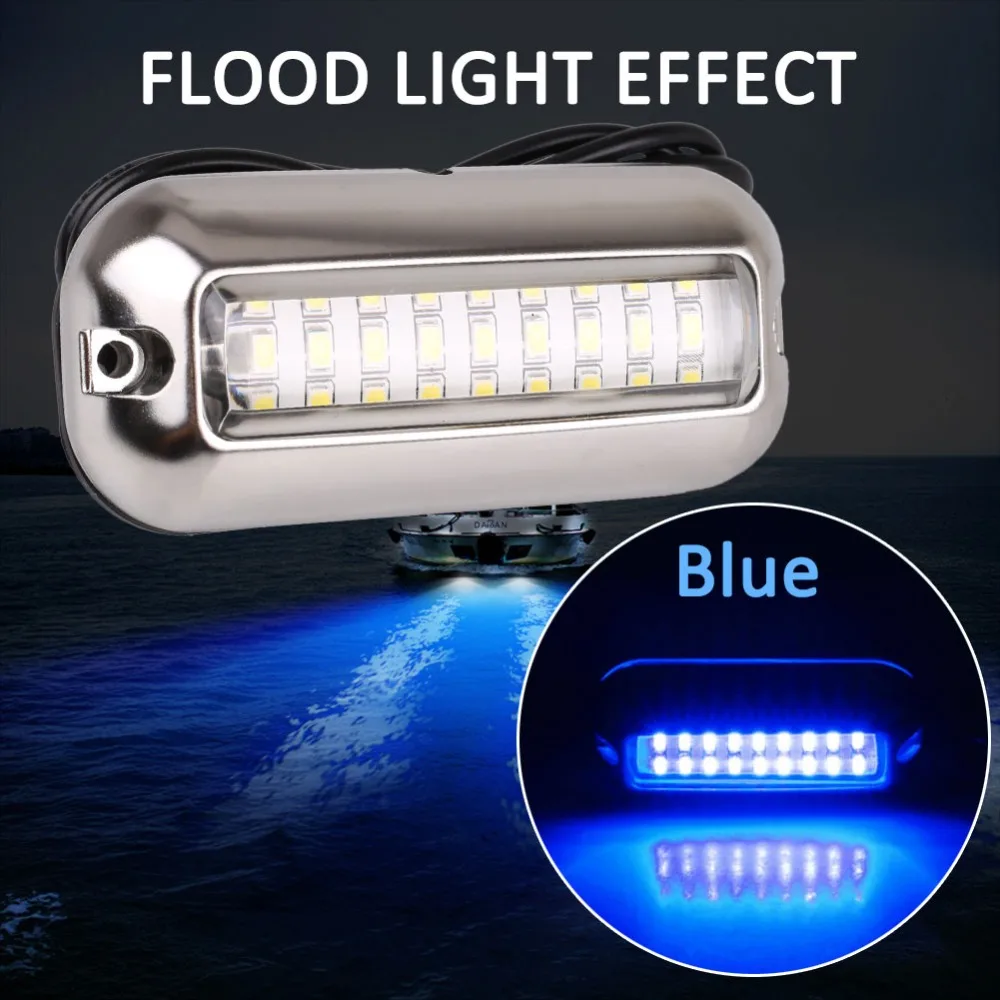 2PCS 27LED Blau/Weiß/Rot Edelstahl Wasserdichte Lichter Unterwasser Ponton Für Marine Boot Heck & Blau licht Segeln Lampe 50W – Detail 6