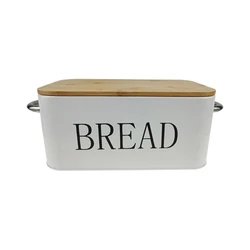 Stylish Bread Storage Bin with Bamboos Serving Board Lid Artistic Bread Preservation Boxes Metal Storage Container DropShipping