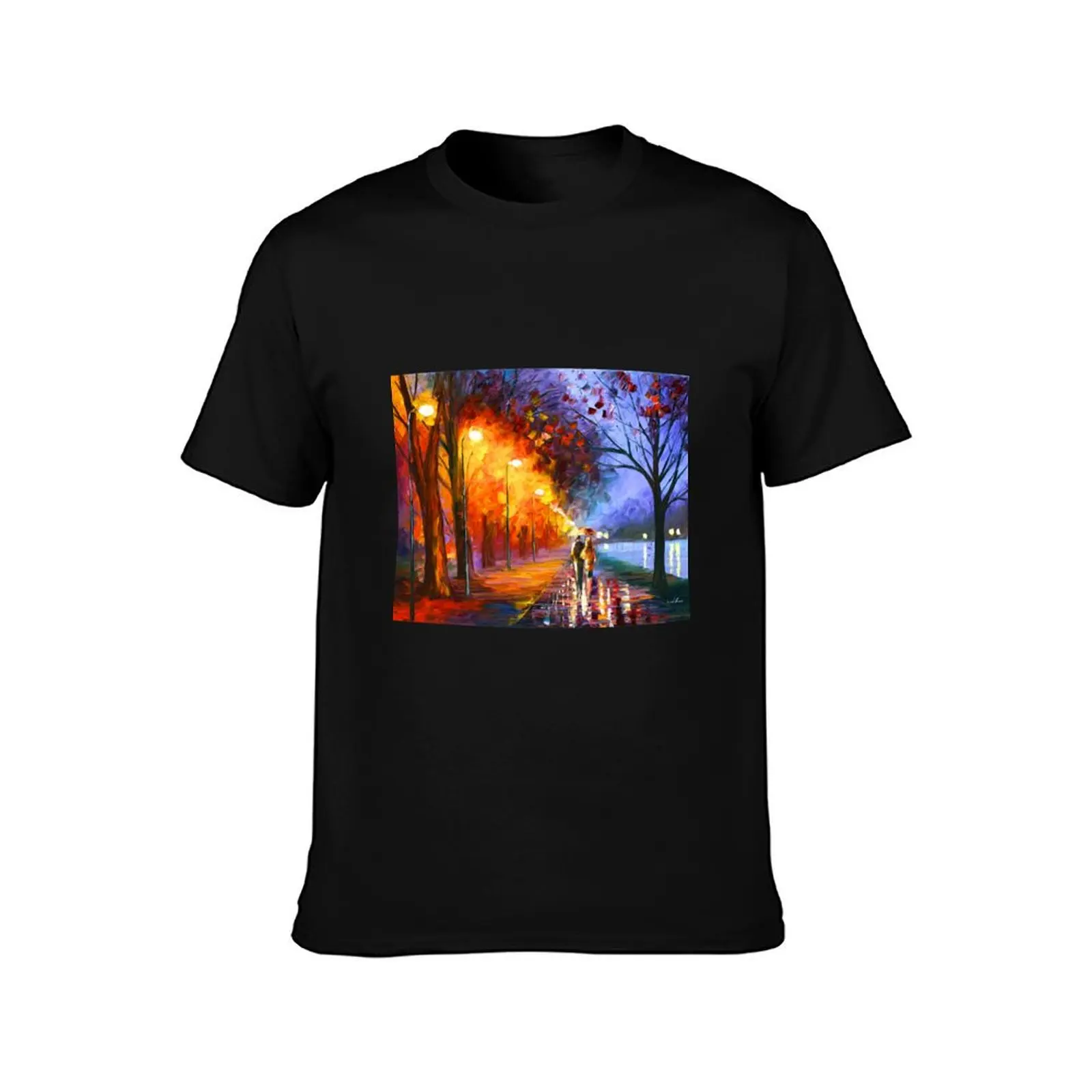 ALLEY BY THE LAKE - Leonid Afremov T-Shirt Regular Fit Plain Tee Shirt T-Shirt