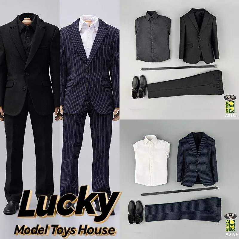 

AFS Figure Studio A018 1/6 Man Soldier Black Stipe Suit Pants Leather Shoes Set Accessory For 12" Commodel Alertline Body