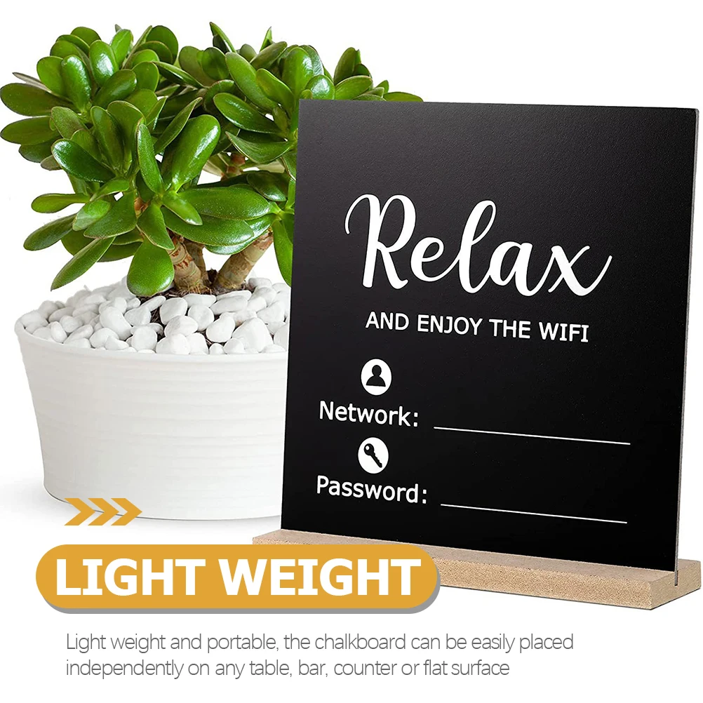 

Freestanding Wooden Wifi Password Sign Chalkboard Table Signboard For Home Hotel Shop Lightweight Natural Wood Wifi Name