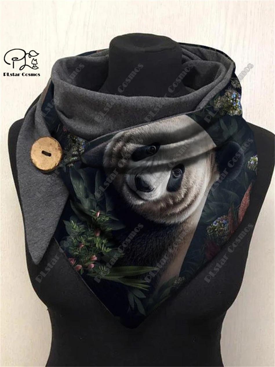 3D printing color panda wolf fox cat dog pattern warm shawl scarf spring and winter small triangle scarf female casual