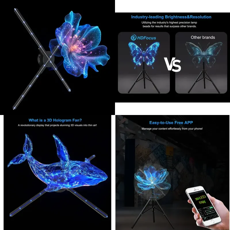 Compact 65cm Holographic Projector for 3D Fan Display at Trade Shows With Dynamic Advertising and Promotions