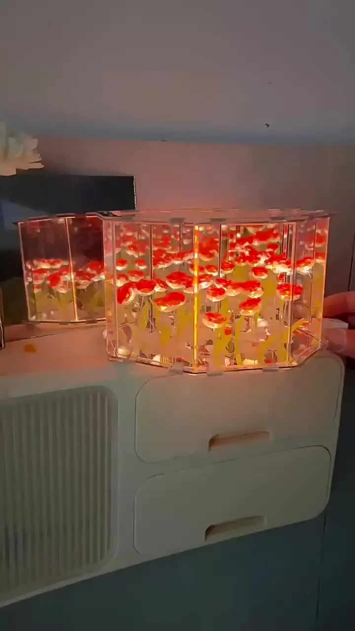 새로운 DIY 튤립 거울 큐브 램프 3 차원 야간 조명 재료 패키지 수제 공예 생일 선물 Led 튤립 야간 조명