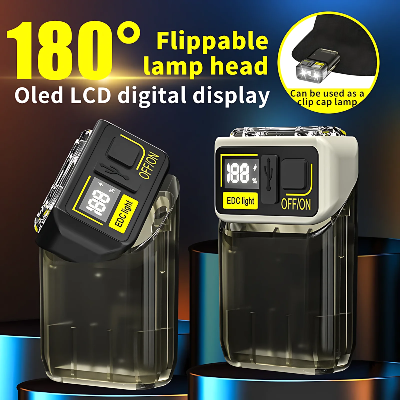 

Вращающийся светодиодный фонарик EDC 180° ° С магнитом, 6 режимов освещения, 1200 мАч, перезаряжаемый мини-водонепроницаемый фонарик, 81 г для кемпинга, пешего туризма