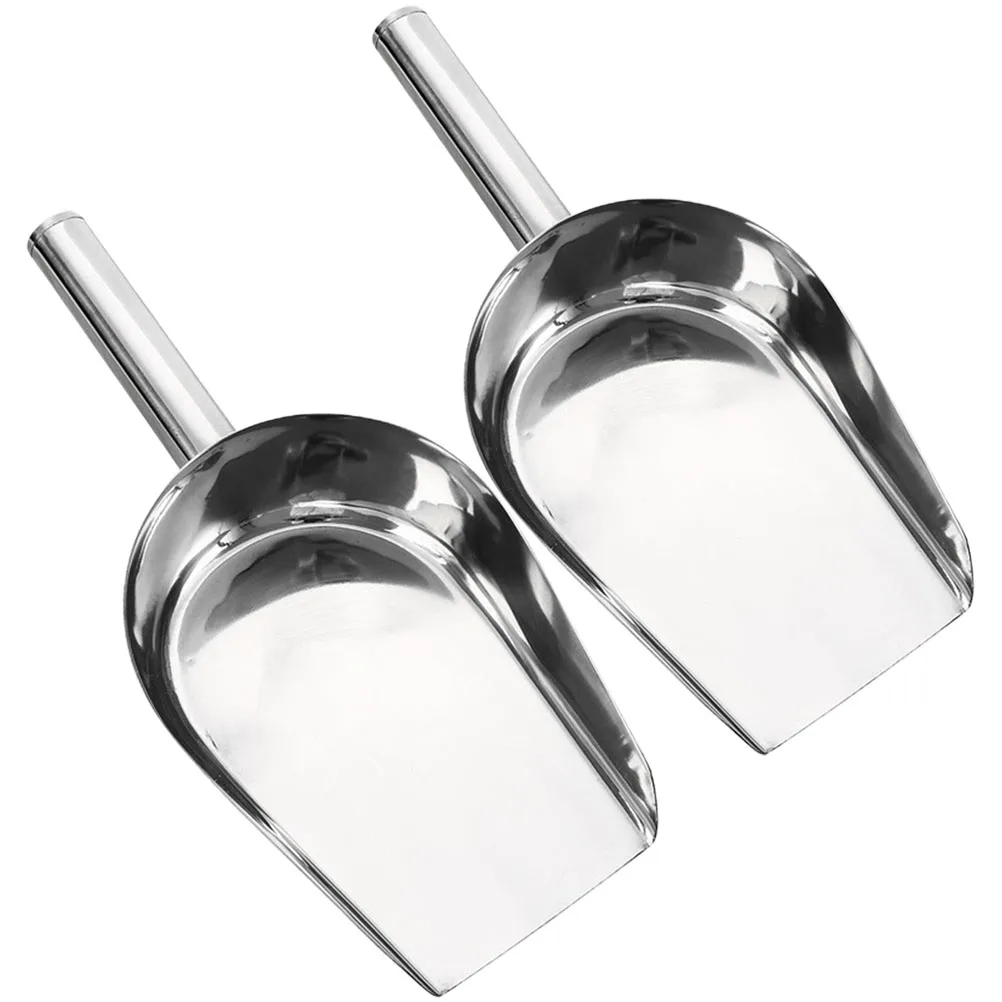 

2pcs Stainless Steel Ice Shovel Smooth Polished Home Kitchen Scoop For Candy Nuts Beans Flour Sugar Bean Nut Shovel Dried Food