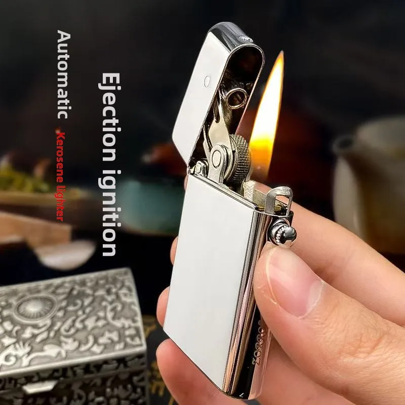 ZORRO Metal Windproof Gasolin Lighter Retro Innovative Automatic Ejection Grinding Wheel Kerosen e Lighter Cigarette Accessorie