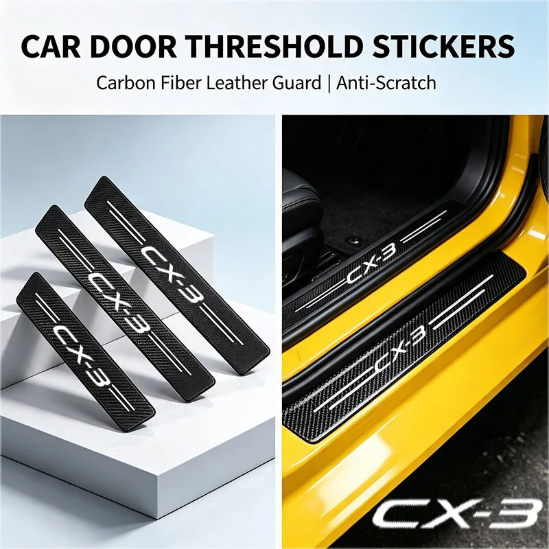 Car Door Threshold Sill Protective Sticker for Mazda CX-3 CX3 Logo 2021 2020 2019 2018 2017 2016 Rear Trunk Bumper Guard Decals