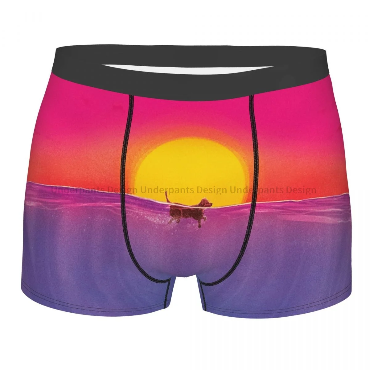 Dog Puppy Swimming Digital Art Underpants Breathbale Panties Man Underwear Print Shorts Boxer Briefs