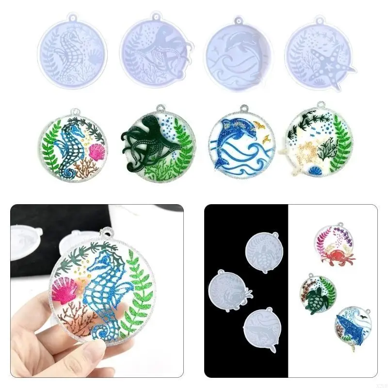 N2UE DIY البحرية الحيوان المفاتيح سيليكون الايبوكسي العفن DIY الحلي قلادة مجوهرات صياغة قالب لعيد الحب الحب هدية