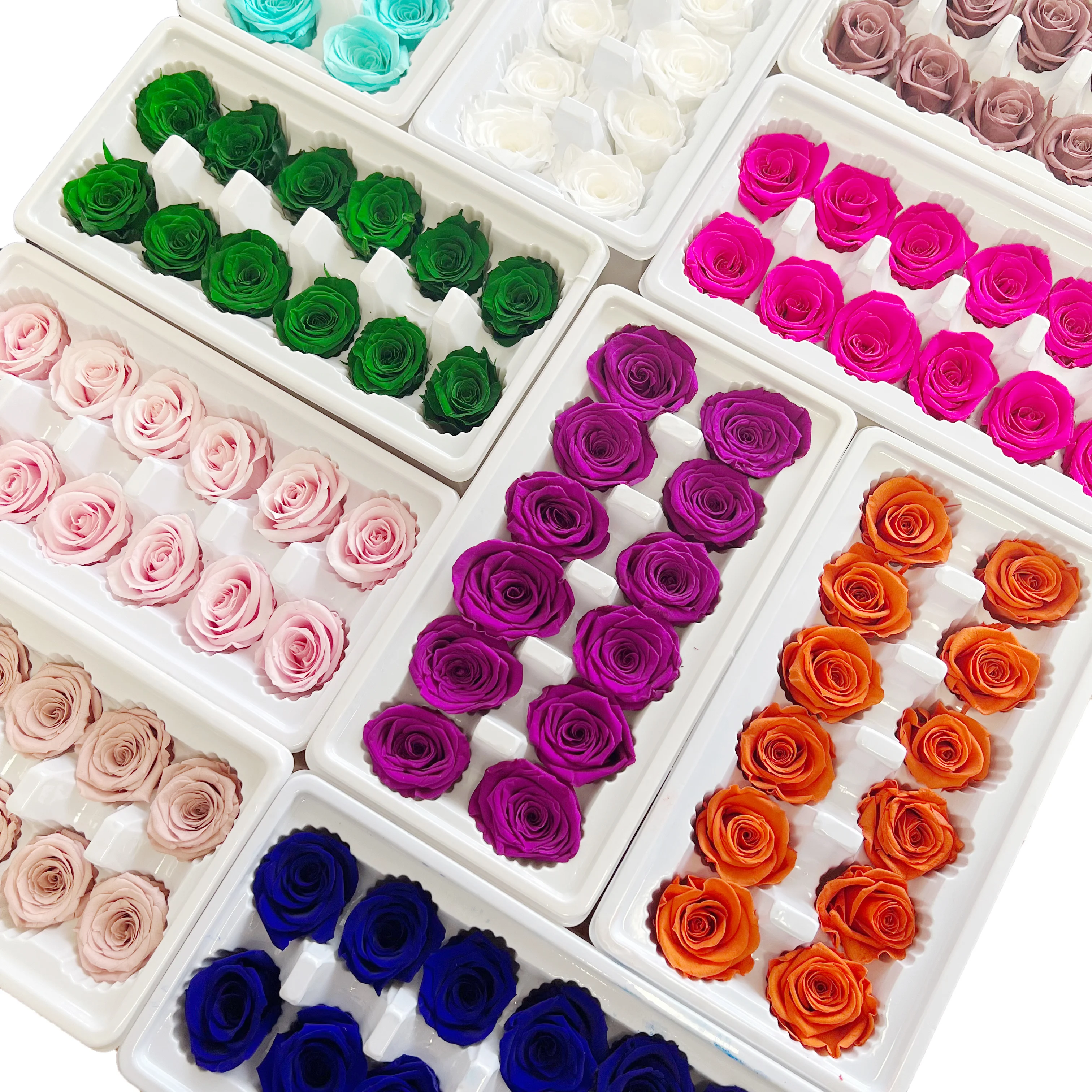 Cabeza de rosa preservada de grado B, 3-4cm, flor de rosa Real Natural fresca, flor de rosa Natural, regalo del Día de San Valentín, decoración del hogar, flor rosa