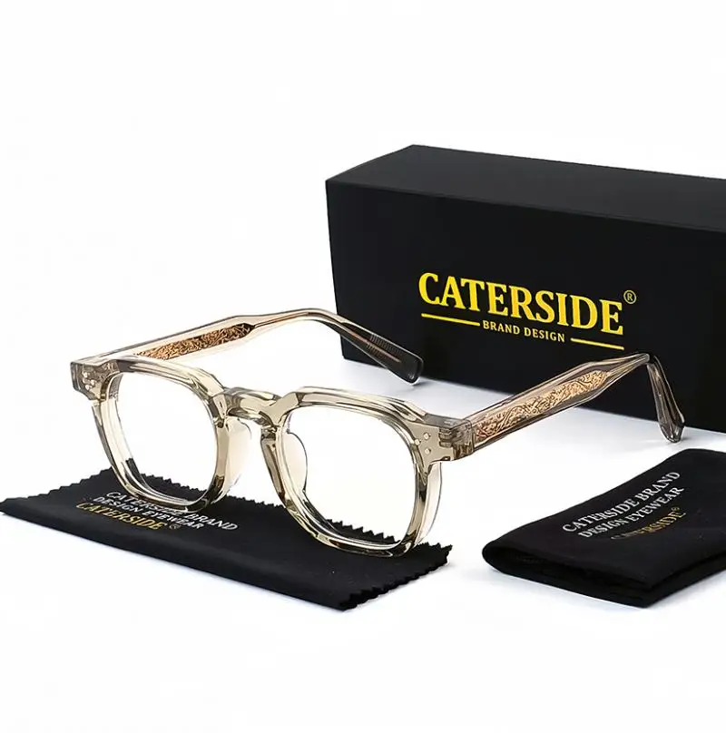 CATERSIDE Neue quadratische flache Lichtbrille für Männer und Frauen, Retro-TR-Rahmen-Brille, hochwertige Brillen, minimalistisch passend – Detail 5