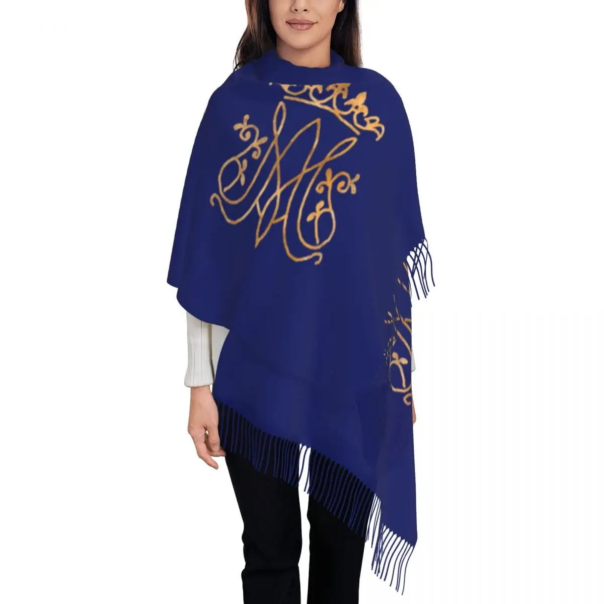 

Шарф с монограммой Ave Maria с персонализированным принтом для мужчин и женщин, зимние теплые шарфы, католические шали с Иисусом, накидки