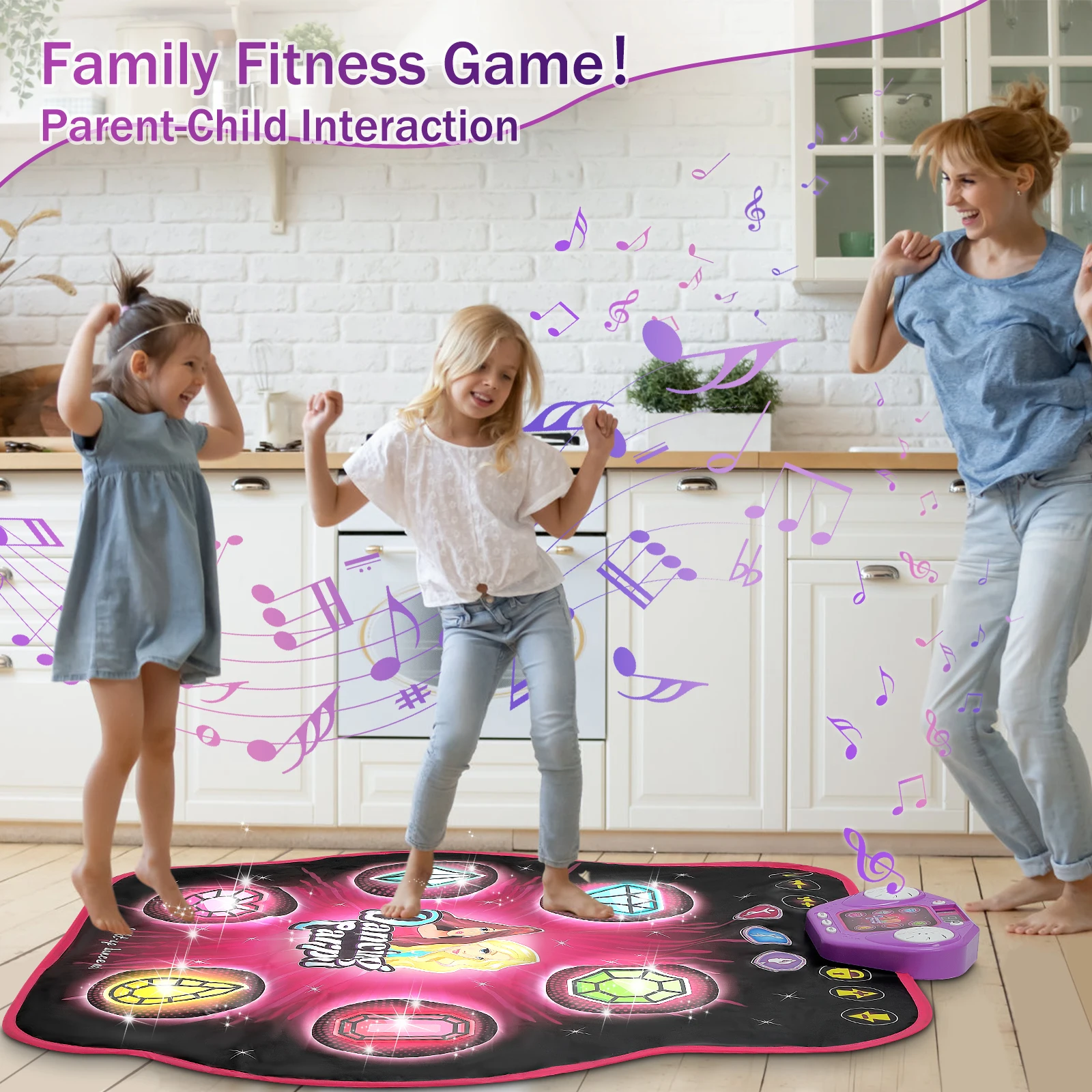 VATOS Outdoor Dance Mat 27 Levels for Girls Kids 6 LED Keys Light Up Bluetooth Lock 5 Music Dancing Game Toy Ages 3~8 Years Old